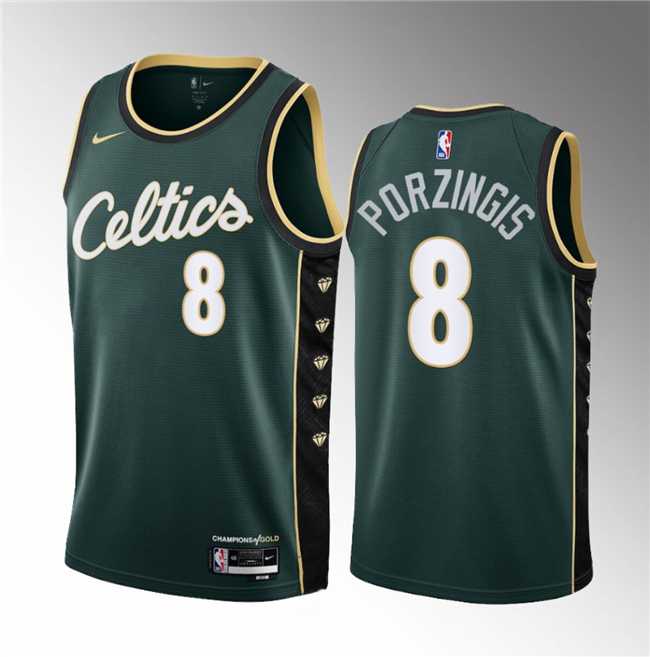 Men's Boston Celtics #8 Kristaps Porzingis Green2023 Draft City Edition Stitched Basketball Jersey Dzhi